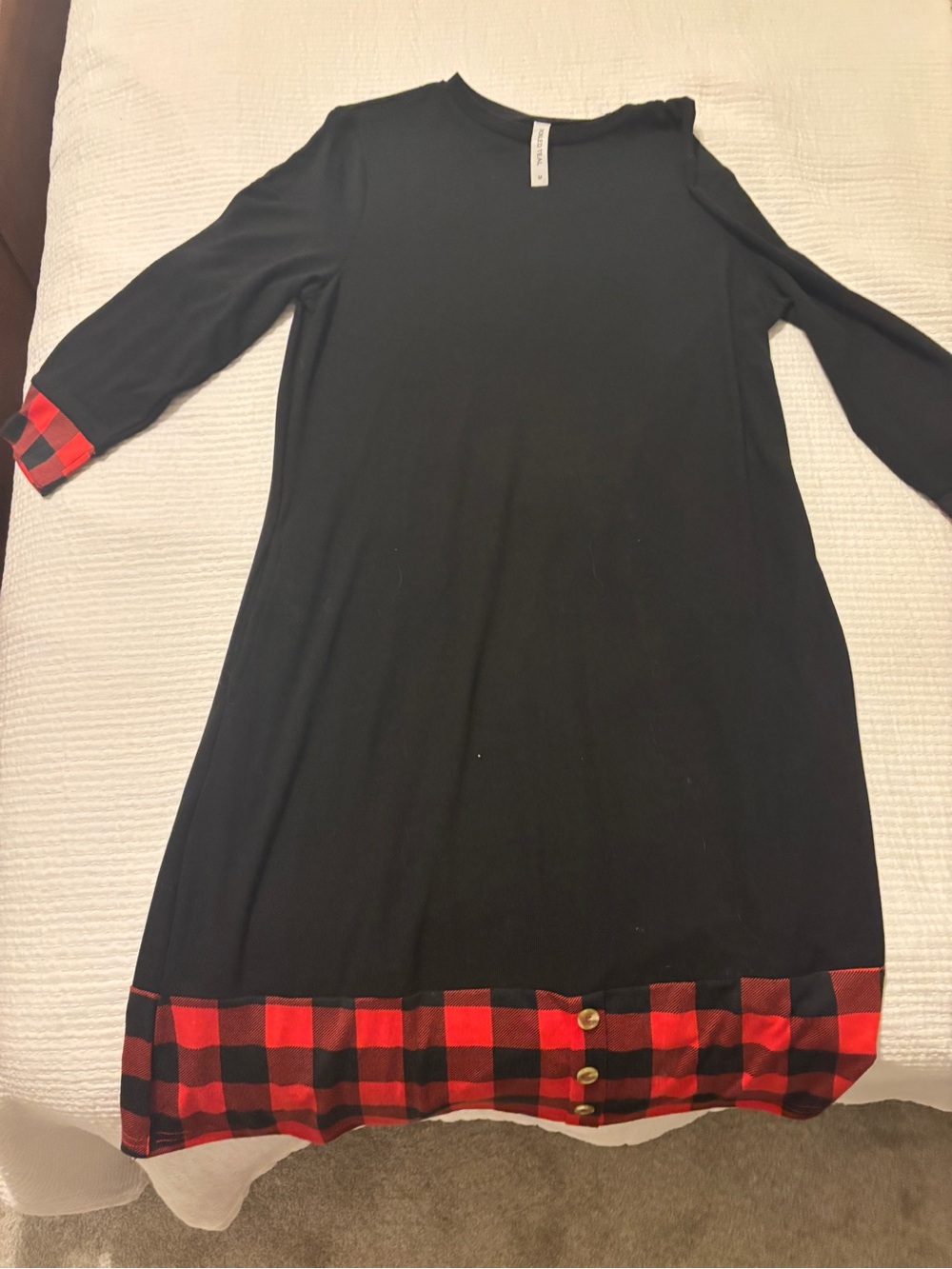 Tickled Teal Black Crewneck Top